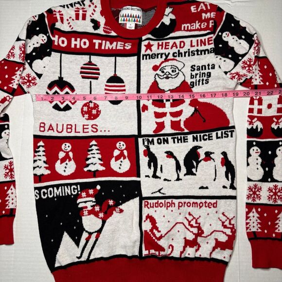 SEASONS GREETINGS Men’s Christmas Sweater Size M (Bx 1) - Picture 5 of 8